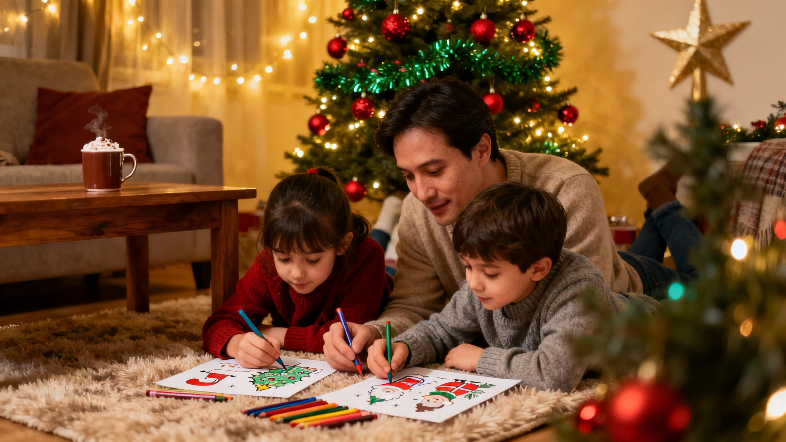 Festive Christmas scenes with Santa and decorations